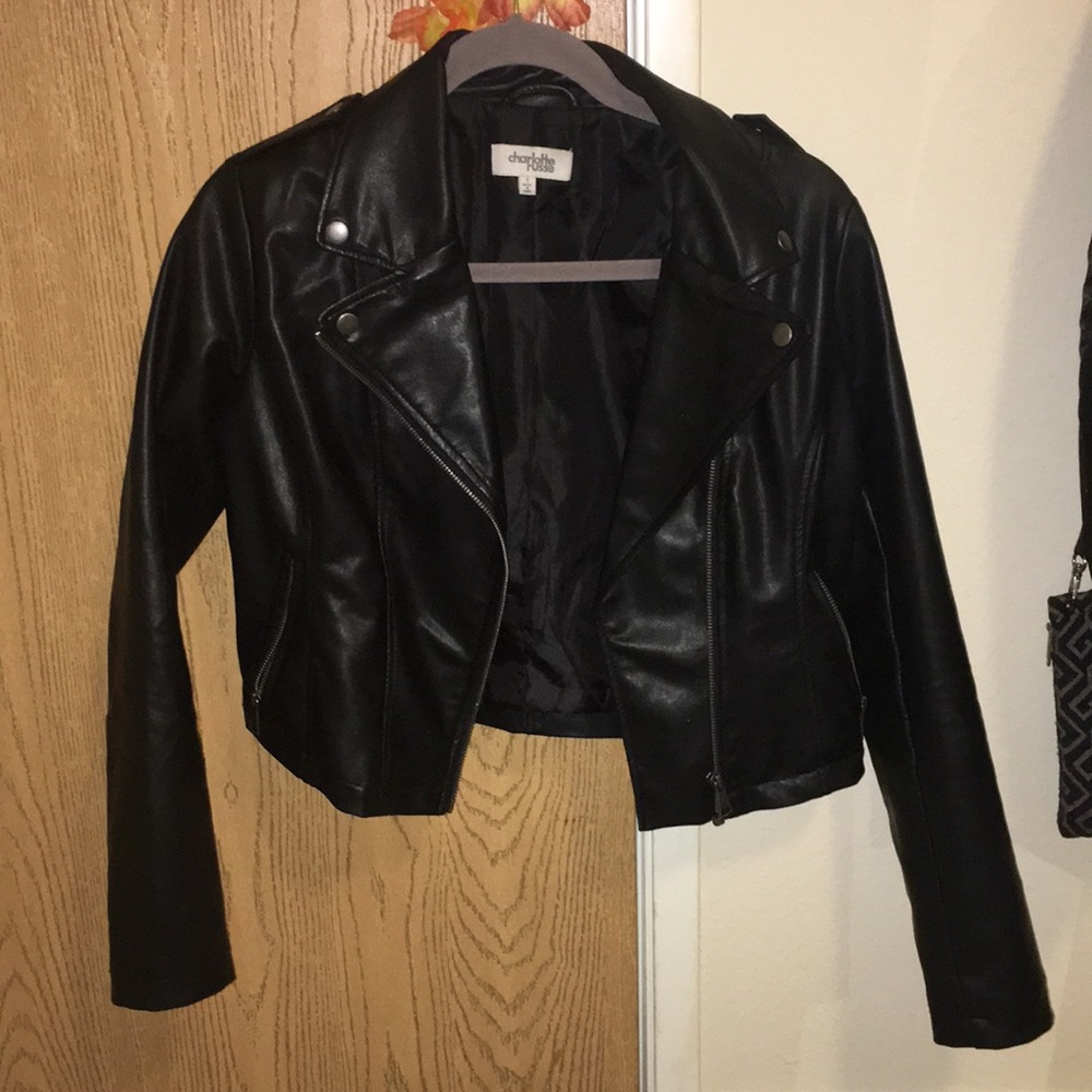 Black leather jacket from Charolette Russe